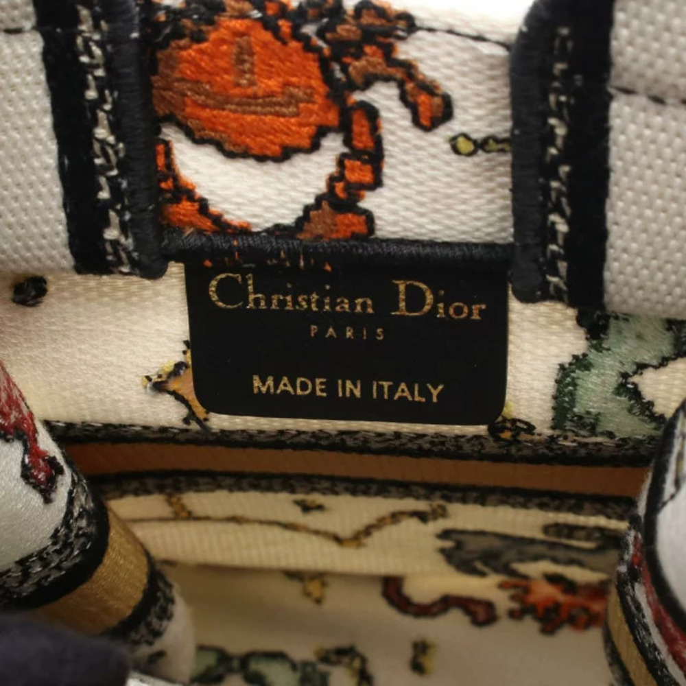 Dior BOOK TOTE Handbag Canvas Bag White Black Multicolor - Picture 4 of 6